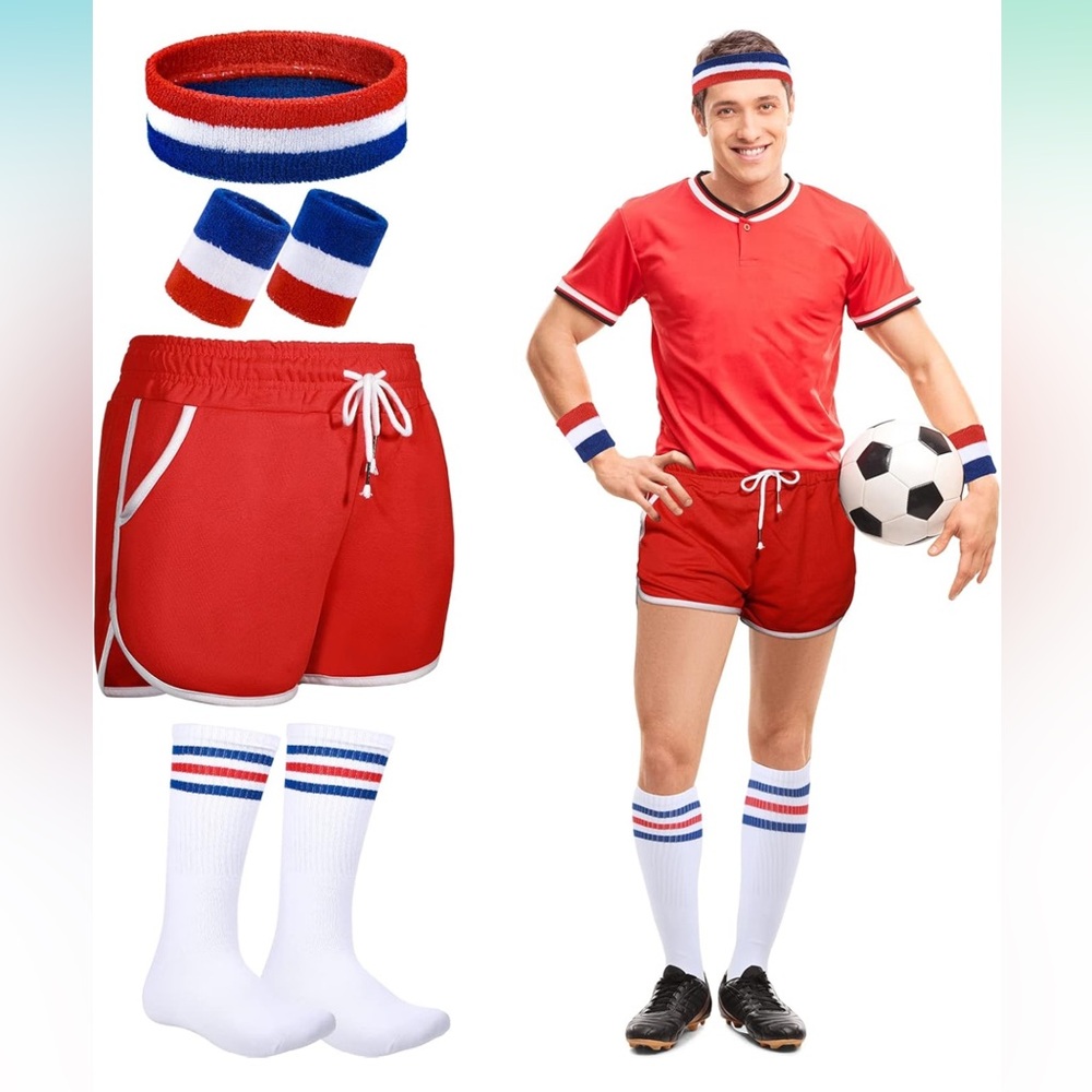 Fumwase 6Pcs 80s Workout Costume Outfit Set Running- New with no tags nor bag